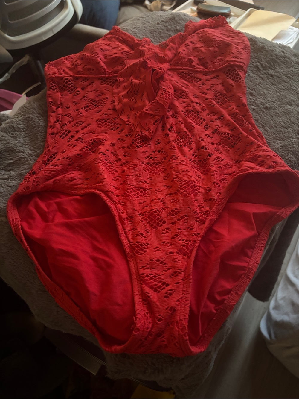 Red Lace One-Piece Swimsuit